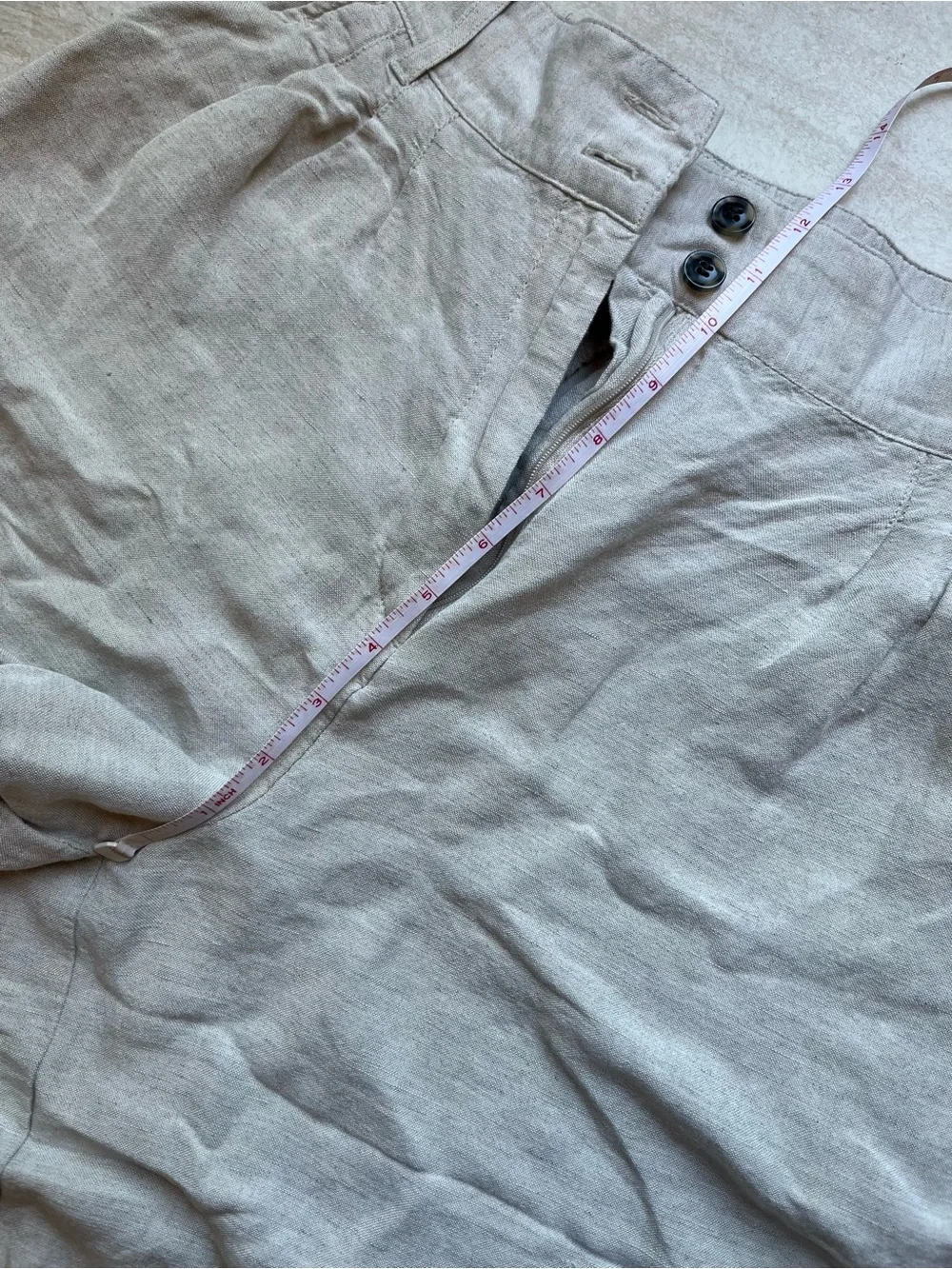 H&M Wide Leg Linen-Blend Crop Pants in Light Beige